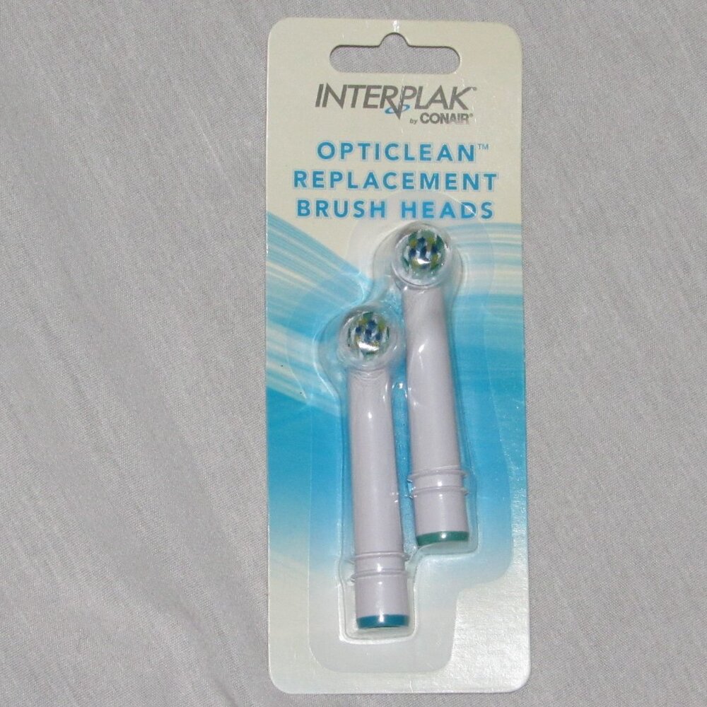 INTERPLAK by Conair Opticlean Replacement Brush Heads 2 Pack Sealed In Package